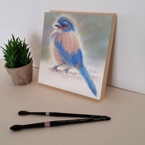 Bird Watercolor Print-Mounted on wood panel - Picture 2 of 5